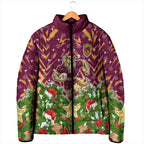 Personalised Broncos Rugby Christmas Padded Jacket Santa Rugby Mascot - Pine Wreath Festive
