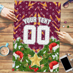 Personalised Broncos Rugby Christmas Puzzle Santa Rugby Mascot - Pine Wreath Festive