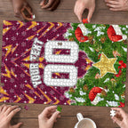 Personalised Broncos Rugby Christmas Puzzle Santa Rugby Mascot - Pine Wreath Festive