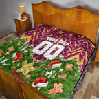 Personalised Broncos Rugby Christmas Quilt Santa Rugby Mascot - Pine Wreath Festive