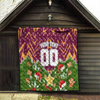 Personalised Broncos Rugby Christmas Quilt Santa Rugby Mascot - Pine Wreath Festive
