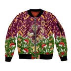 Personalised Broncos Rugby Christmas Sleeve Zip Bomber Jacket Santa Rugby Mascot - Pine Wreath Festive