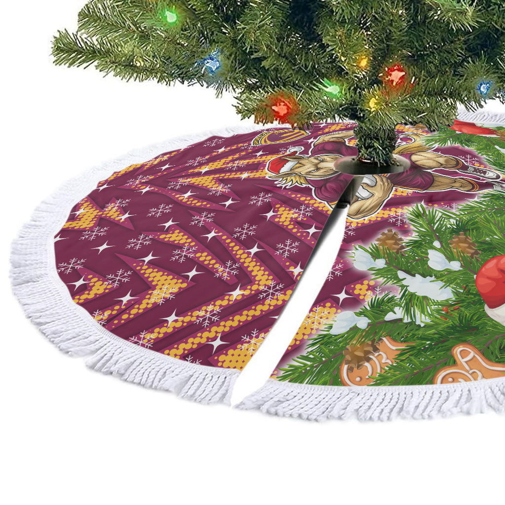 Broncos Rugby Christmas Tree Skirt Santa Rugby Mascot - Pine Wreath Festive