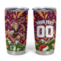 Personalised Broncos Rugby Christmas Tumbler Cup Santa Rugby Mascot - Pine Wreath Festive