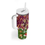 Personalised Broncos Rugby Christmas Tumbler With Handle Santa Rugby Mascot - Pine Wreath Festive