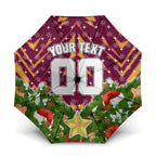 Personalised Broncos Rugby Christmas Umbrella Santa Rugby Mascot - Pine Wreath Festive