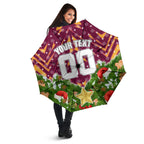 Personalised Broncos Rugby Christmas Umbrella Santa Rugby Mascot - Pine Wreath Festive