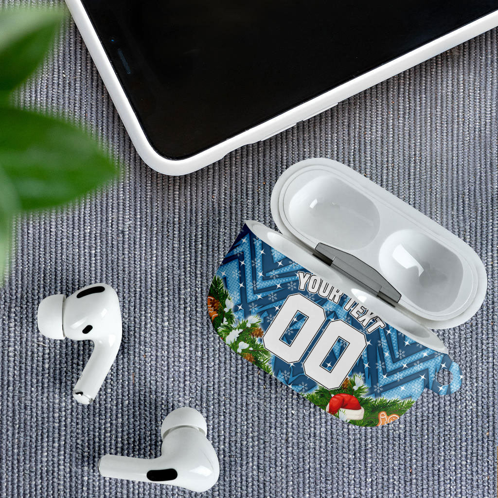 Personalised Sharks Rugby Christmas AirPods Case Santa Rugby Mascot - Pine Wreath Festive