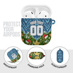 Personalised Sharks Rugby Christmas AirPods Case Santa Rugby Mascot - Pine Wreath Festive