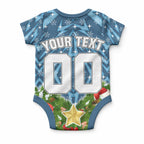 Personalised Sharks Rugby Christmas Baby Onesie Santa Rugby Mascot - Pine Wreath Festive