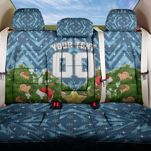 Personalised Sharks Rugby Christmas Back Car Seat Cover Santa Rugby Mascot - Pine Wreath Festive
