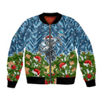 Personalised Sharks Rugby Christmas Bomber Jacket Santa Rugby Mascot - Pine Wreath Festive