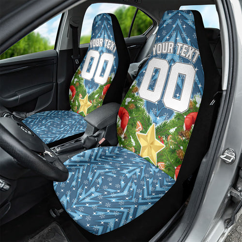 Personalised Sharks Rugby Christmas Car Seat Cover Santa Rugby Mascot - Pine Wreath Festive