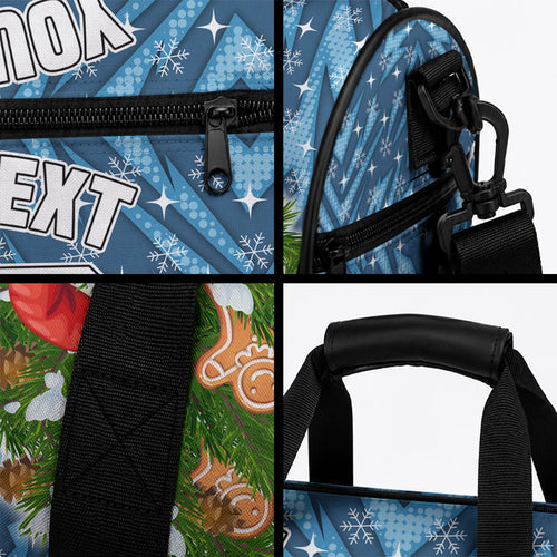 Personalised Sharks Rugby Christmas Duffle Bag Santa Rugby Mascot - Pine Wreath Festive