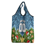 Personalised Sharks Rugby Christmas Grocery Bag Santa Rugby Mascot - Pine Wreath Festive