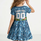 Personalised Sharks Rugby Christmas Kid Short Sleeve Dress Santa Rugby Mascot - Pine Wreath Festive
