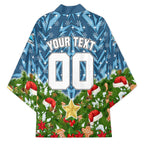 Personalised Sharks Rugby Christmas Kimono Santa Rugby Mascot - Pine Wreath Festive