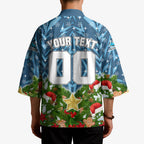 Personalised Sharks Rugby Christmas Kimono Santa Rugby Mascot - Pine Wreath Festive