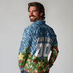 Personalised Sharks Rugby Christmas Long Sleeve Polo Shirt Santa Rugby Mascot - Pine Wreath Festive