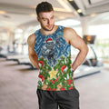 Personalised Sharks Rugby Christmas Men Tank Top Santa Rugby Mascot - Pine Wreath Festive