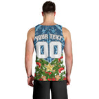 Personalised Sharks Rugby Christmas Men Tank Top Santa Rugby Mascot - Pine Wreath Festive