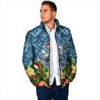 Personalised Sharks Rugby Christmas Padded Jacket Santa Rugby Mascot - Pine Wreath Festive