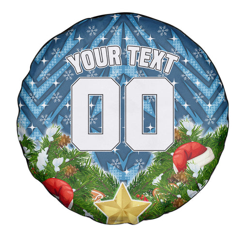 Personalised Sharks Rugby Christmas Spare Tire Cover Santa Rugby Mascot - Pine Wreath Festive