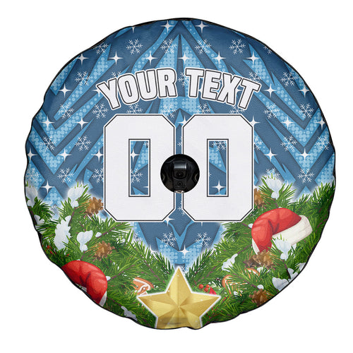 Personalised Sharks Rugby Christmas Spare Tire Cover Santa Rugby Mascot - Pine Wreath Festive