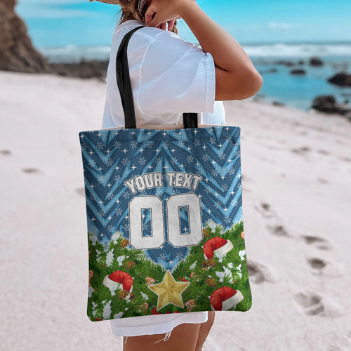Personalised Sharks Rugby Christmas Tote Bag Santa Rugby Mascot - Pine Wreath Festive