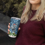 Personalised Sharks Rugby Christmas Tumbler Cup Santa Rugby Mascot - Pine Wreath Festive