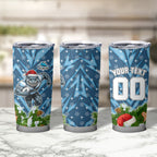 Personalised Sharks Rugby Christmas Tumbler Cup Santa Rugby Mascot - Pine Wreath Festive