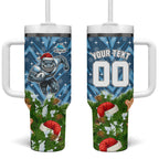 Personalised Sharks Rugby Christmas Tumbler With Handle Santa Rugby Mascot - Pine Wreath Festive