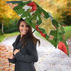 Personalised Sharks Rugby Christmas Umbrella Santa Rugby Mascot - Pine Wreath Festive