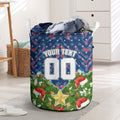 Personalised Newcastle Knights Rugby Christmas Laundry Basket Santa Rugby Mascot - Pine Wreath Festive