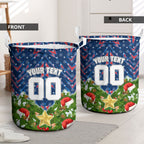 Personalised Newcastle Knights Rugby Christmas Laundry Basket Santa Rugby Mascot - Pine Wreath Festive