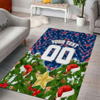 Personalised Newcastle Knights Rugby Christmas Area Rug Santa Rugby Mascot - Pine Wreath Festive