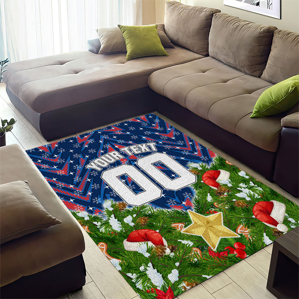 Personalised Newcastle Knights Rugby Christmas Area Rug Santa Rugby Mascot - Pine Wreath Festive