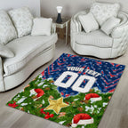Personalised Newcastle Knights Rugby Christmas Area Rug Santa Rugby Mascot - Pine Wreath Festive