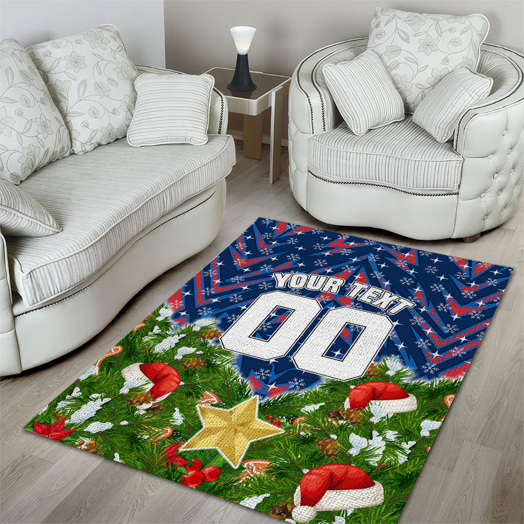 Personalised Newcastle Knights Rugby Christmas Area Rug Santa Rugby Mascot - Pine Wreath Festive