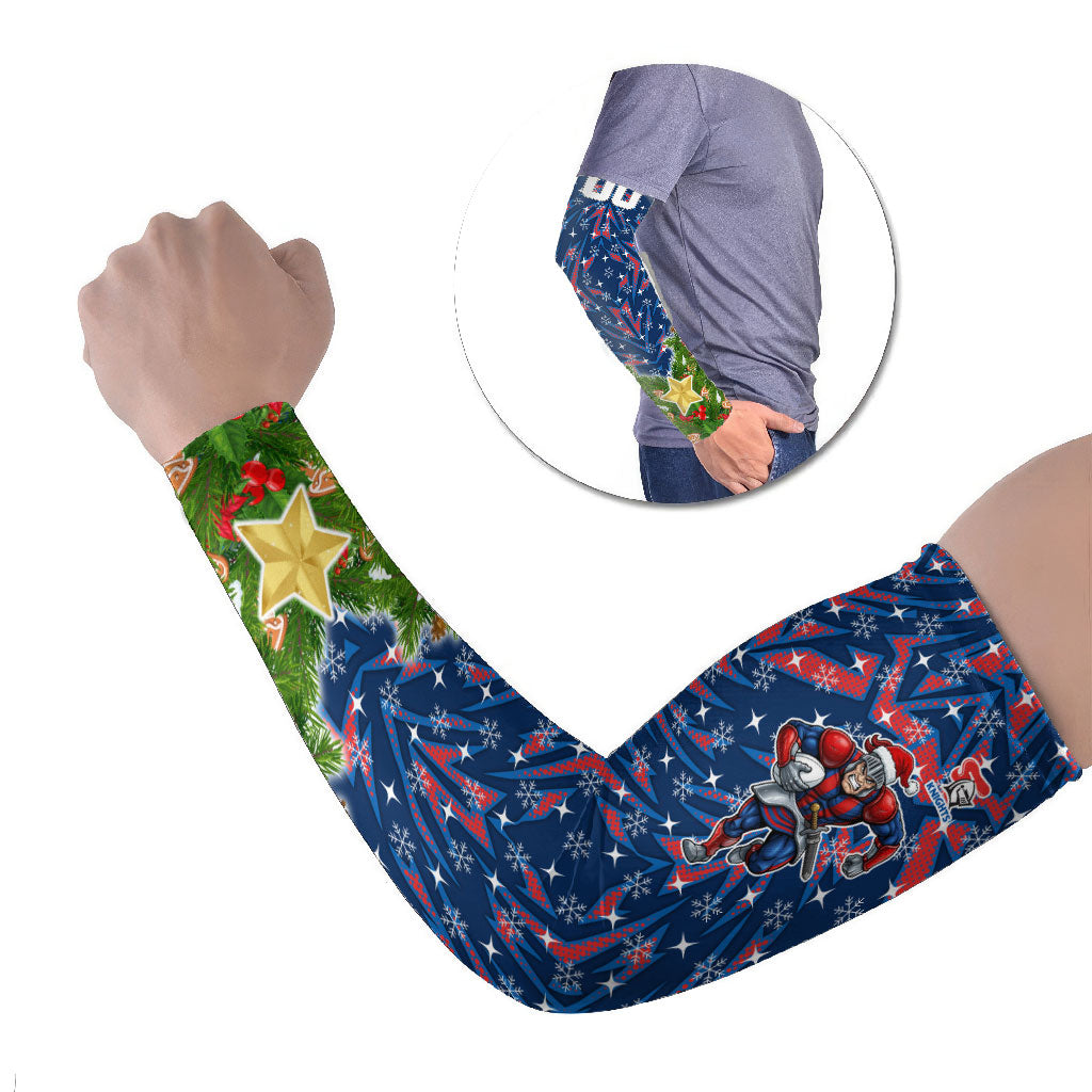 Personalised Newcastle Knights Rugby Christmas Arm Sleeves Santa Rugby Mascot - Pine Wreath Festive