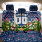 Personalised Newcastle Knights Rugby Christmas Back Car Seat Cover Santa Rugby Mascot - Pine Wreath Festive