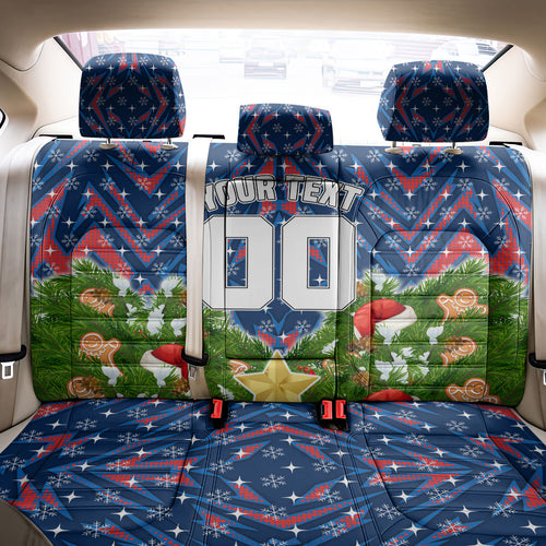 Personalised Newcastle Knights Rugby Christmas Back Car Seat Cover Santa Rugby Mascot - Pine Wreath Festive