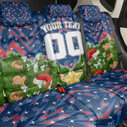 Personalised Newcastle Knights Rugby Christmas Back Car Seat Cover Santa Rugby Mascot - Pine Wreath Festive