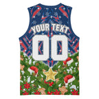 Personalised Newcastle Knights Rugby Christmas Basketball Jersey Santa Rugby Mascot - Pine Wreath Festive