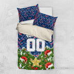 Personalised Newcastle Knights Rugby Christmas Bedding Set Santa Rugby Mascot - Pine Wreath Festive