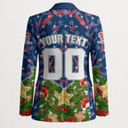 Personalised Newcastle Knights Rugby Christmas Blazer Santa Rugby Mascot - Pine Wreath Festive