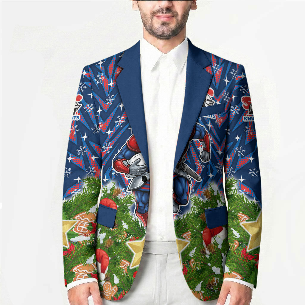 Personalised Newcastle Knights Rugby Christmas Blazer Santa Rugby Mascot - Pine Wreath Festive