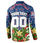 Personalised Newcastle Knights Rugby Christmas Button Sweatshirt Santa Rugby Mascot - Pine Wreath Festive