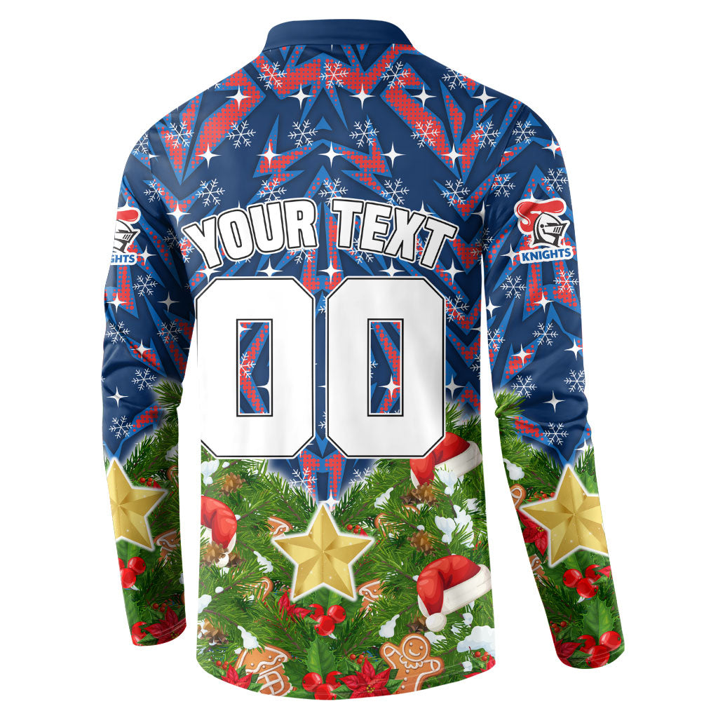 Personalised Newcastle Knights Rugby Christmas Button Sweatshirt Santa Rugby Mascot - Pine Wreath Festive