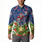 Personalised Newcastle Knights Rugby Christmas Button Sweatshirt Santa Rugby Mascot - Pine Wreath Festive
